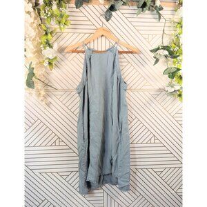 ANTHROPOLOGIE Bella Dahl Women's Dress Sheath Side Button Tencel Blue Small